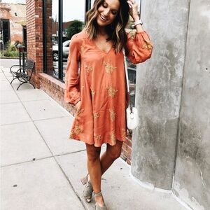 Free People Embroidered Burnt Orange Size S